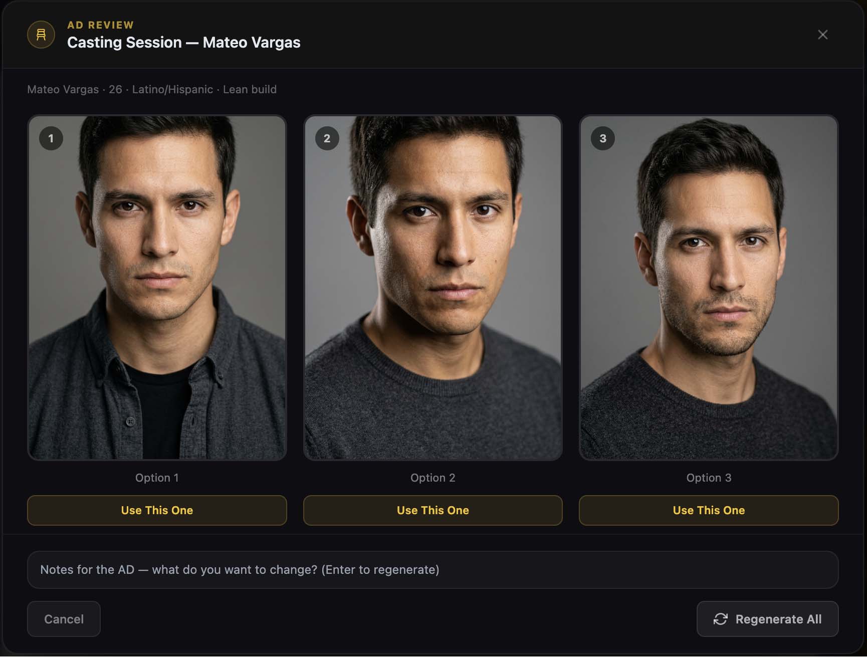 AD delivers — three headshot options